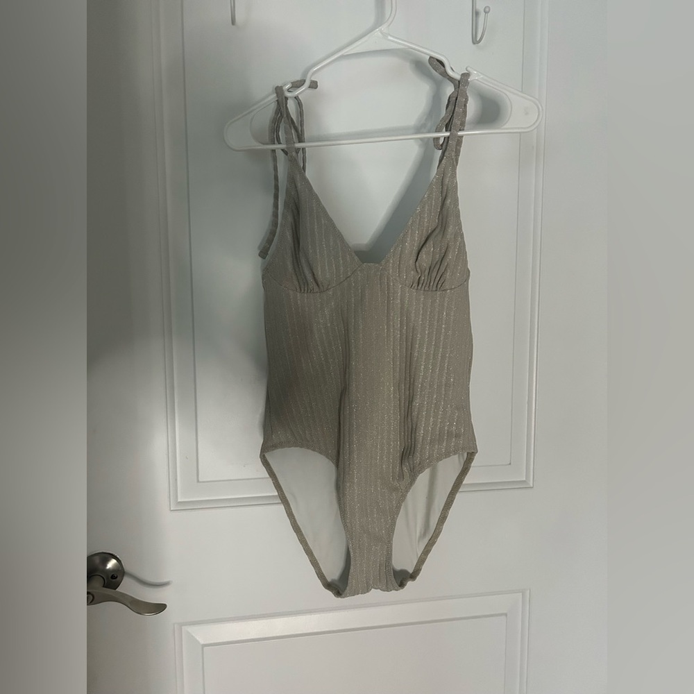 SOLID & STRIPED Metallic Ribbed Swimsuit
